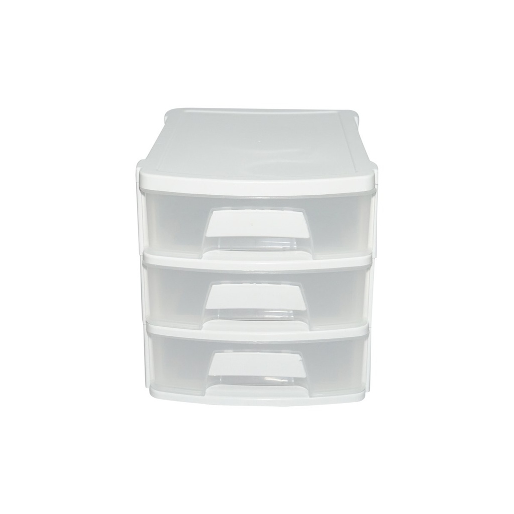 Cutie depozitare plastic cu 3 sertare alba 270x192xH198mm