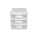 Cutie depozitare plastic cu 3 sertare alba 270x192xH198mm