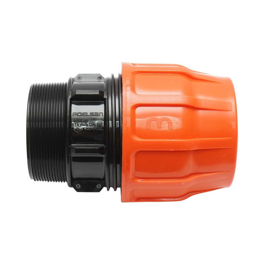 Adaptor compresiune Layflat, filet exterior D3x3 toll PN6 pentru sisteme irigatii