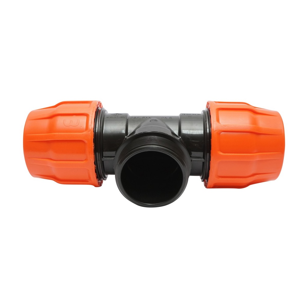 Teu egal compresiune Layflat cu filet exterior D3x3x3 toll PN6 pentru sisteme de irigatii