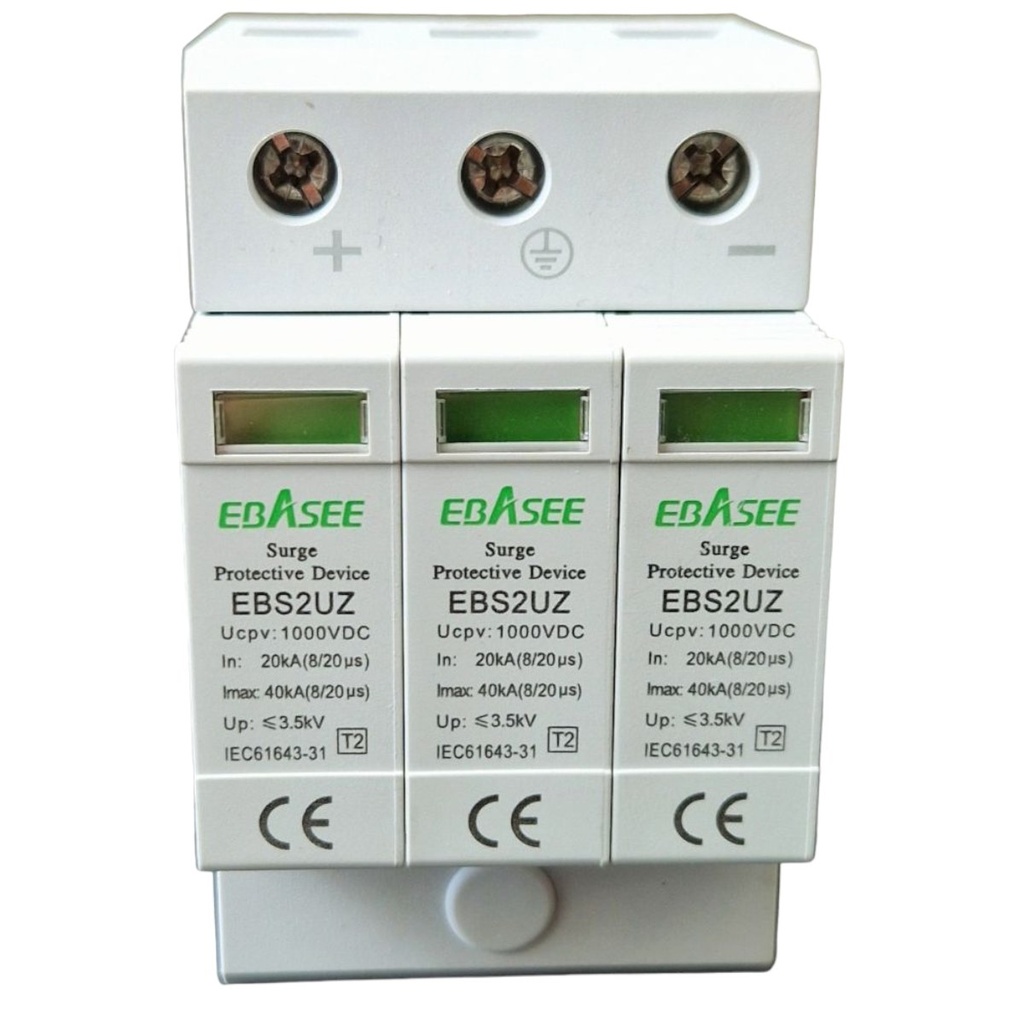 Descarcator supratensiune cu semnalizare pentru sisteme fotovoltaite 3P, 20-40KA, 1000VDC EBS2UZ