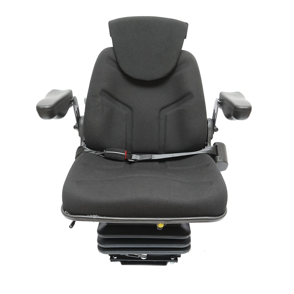 Scaun pentru tractor negru, reglabil cu cotiera, tetiera, centura si suspensie mecanica, latime sezut 455mm