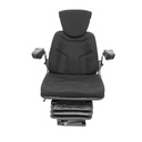 Scaun pentru tractor, negru, reglabil cu cotiera, tetiera si suspensie aer 12-24V