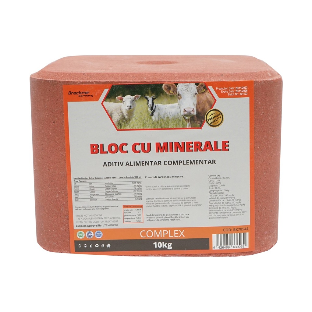 Bloc sare 10kg cu complex minerale pentru animale