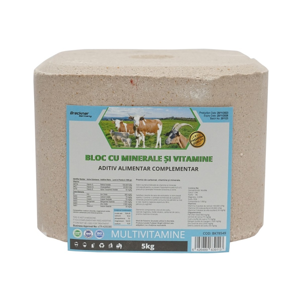 Bloc sare 5kg multivitamine pentru animale