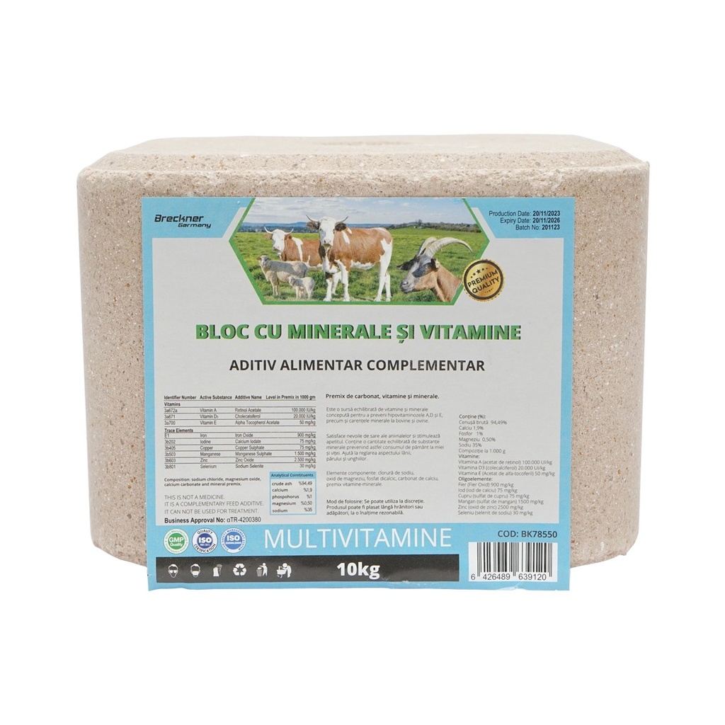 Bloc sare 10kg multivitamine pentru animale