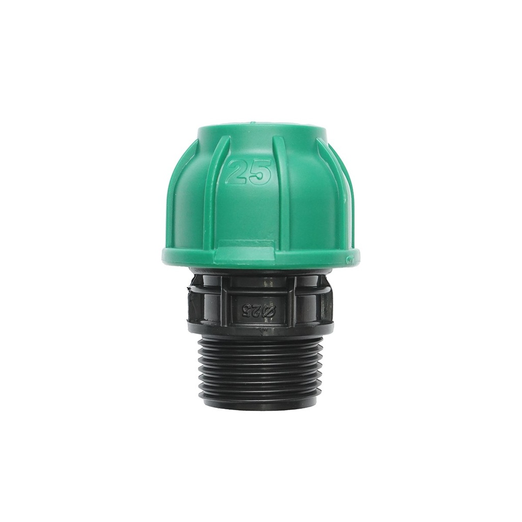 Racord compresiune cu filet exterior D25mmx1 toll, PN10 Bar pentru sisteme de irigatii