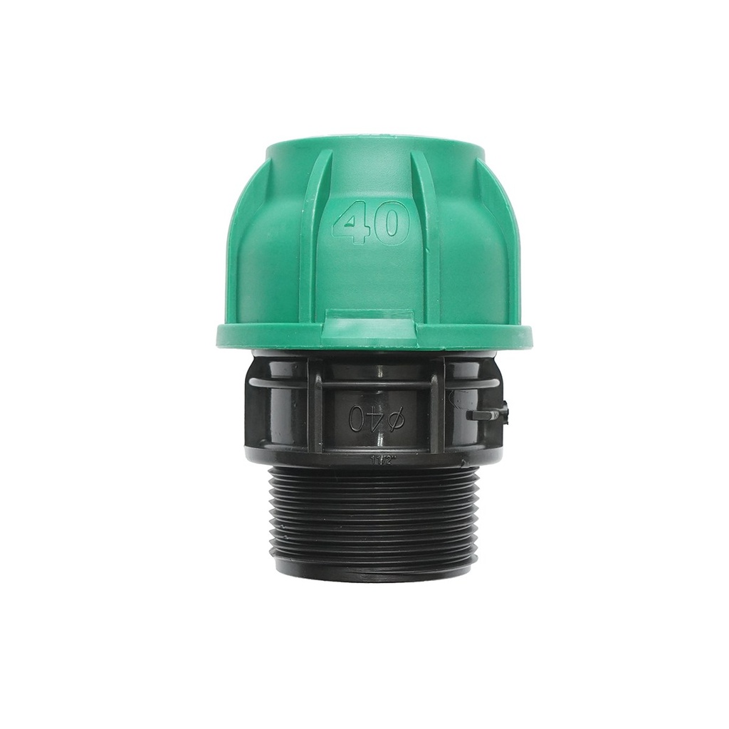 Racord compresiune cu filet exterior D40mmx1-1/2 toll, PN10 bar pentru sisteme de irigatii