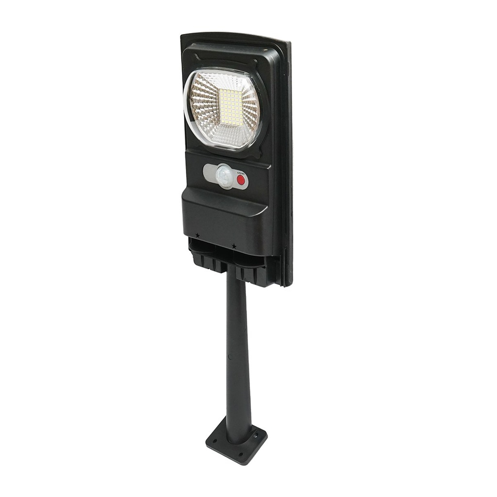 Lampa solara LED 100W, 6500K, 187lm cu panou solar 3W, baterie LiFePO4 3.2V/3Ah, brat prindere 250mm IP65
