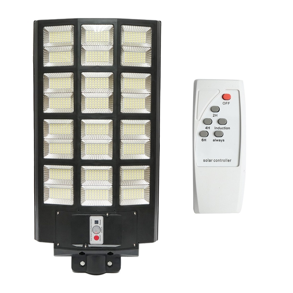 Lampa solara LED iluminat stradal 1200W, 6500K, IP65 cu panou solar senzor de miscare telecomanda