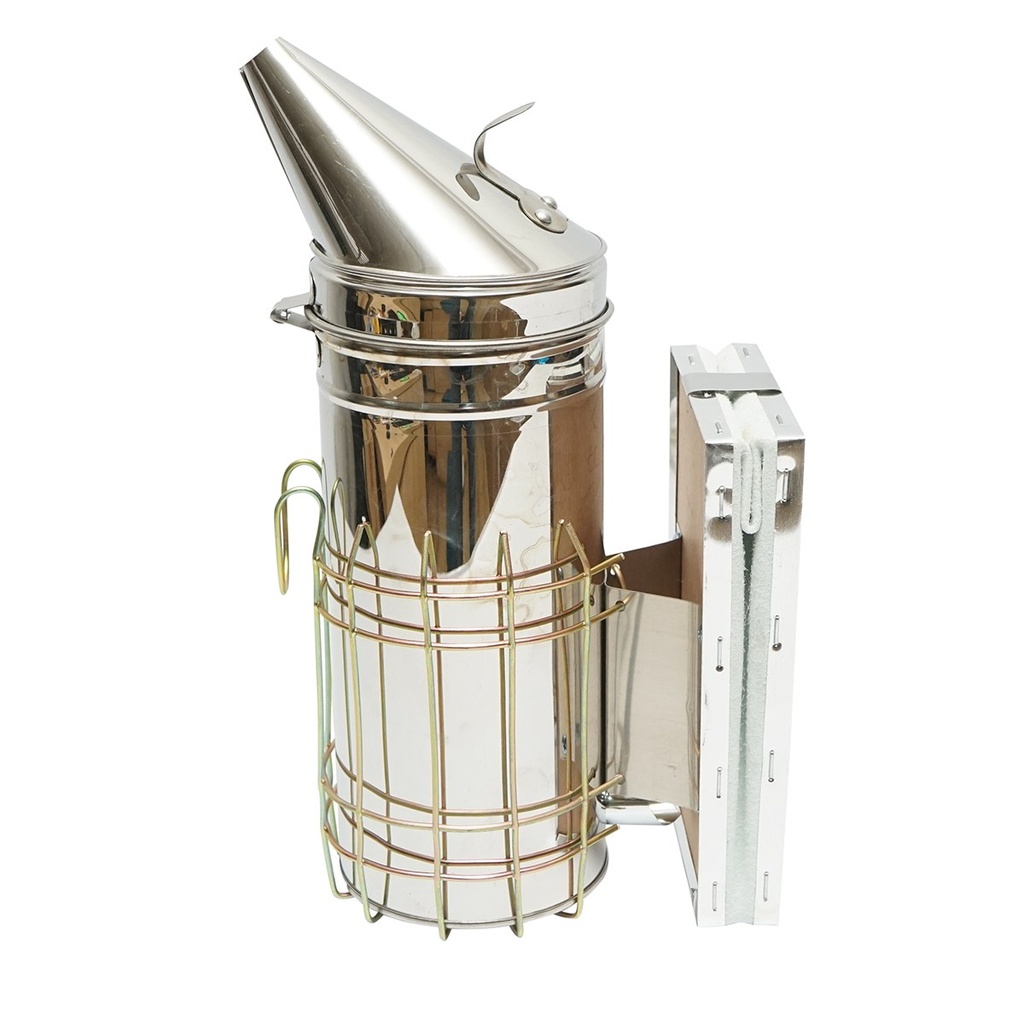 Afumator albine din inox cu cilindru scut termic si burduf din piele 230mm