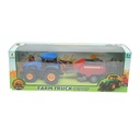 Tractor albastru cu remorca, 304x85x83mm jucarie copii +3 ani