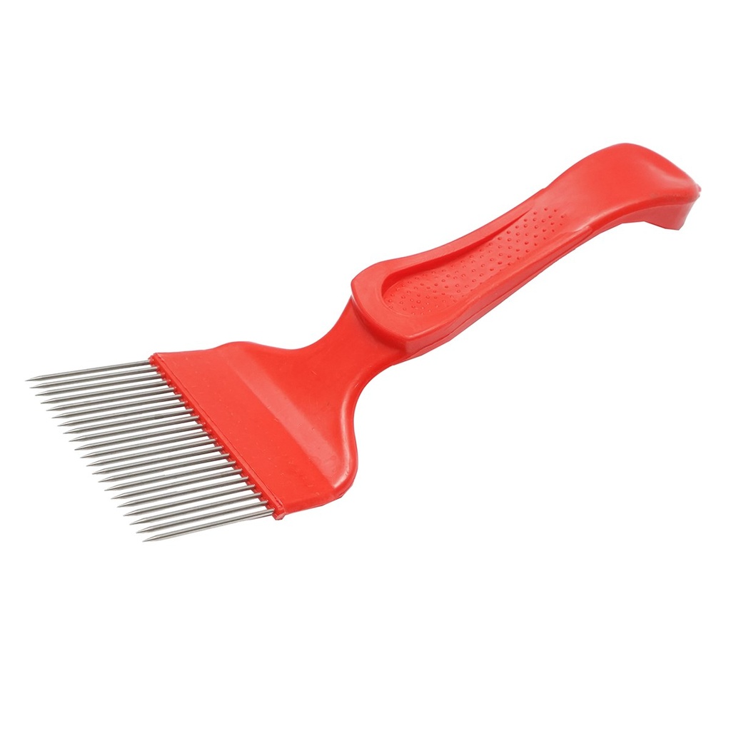 [AMAT6-117338] Furculita apicola pentru descapacit cu dinti indoiti din inox cu maner plastic 210mm