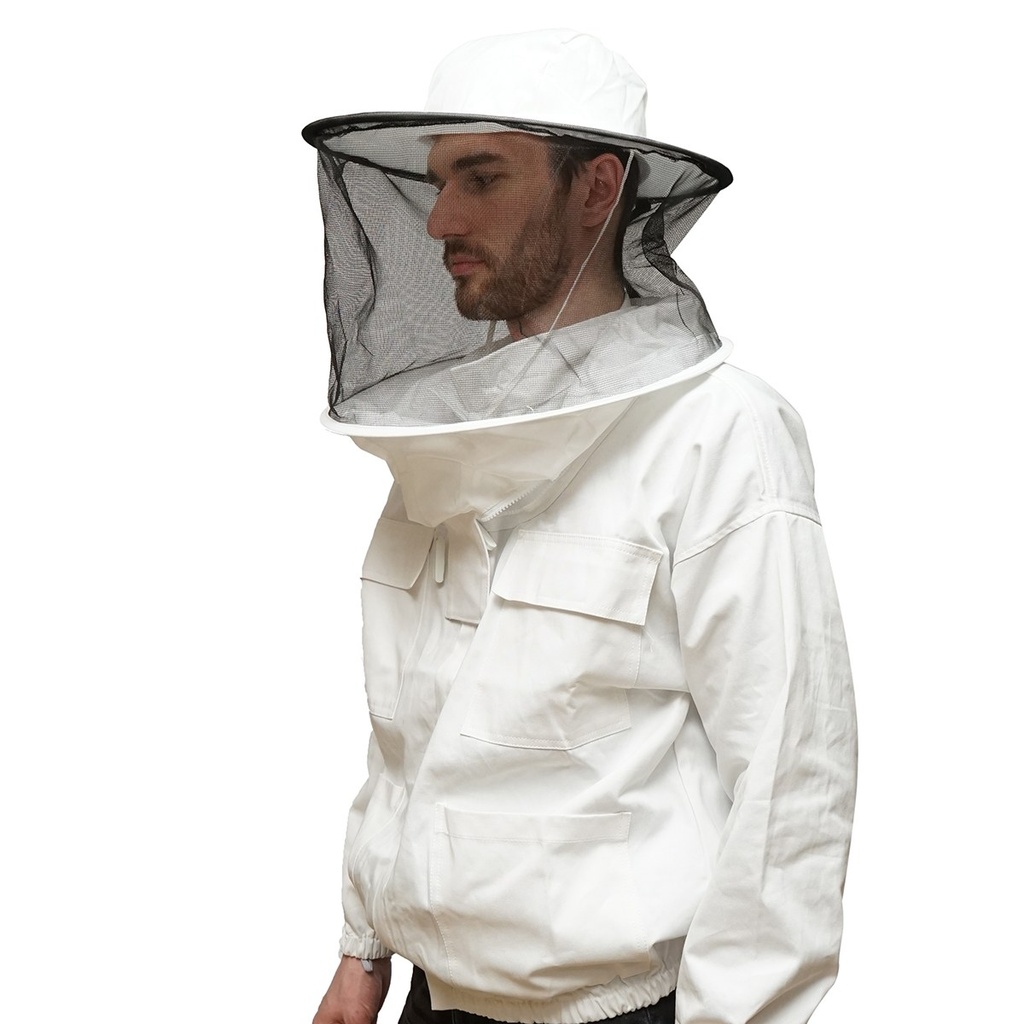 Bluza apicola alba cu masca de protectie marimea L