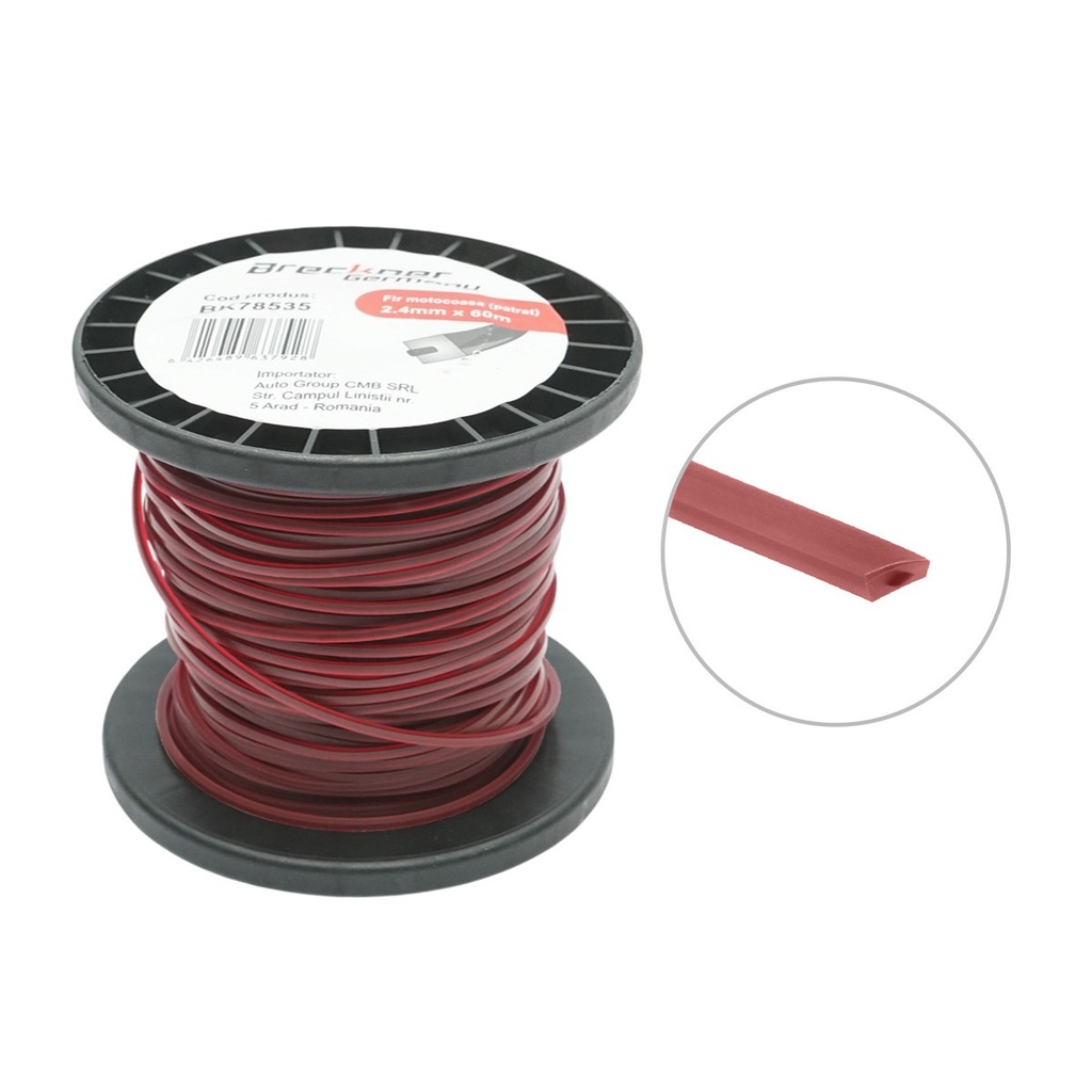 Fir patrat motocoasa 2.4mm x 60m cu intaritura