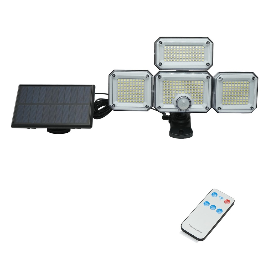 Lampa LED 8W cu panou solar 1.5W, baterie 2400mAh, senzor de miscare si telecomanda IP65