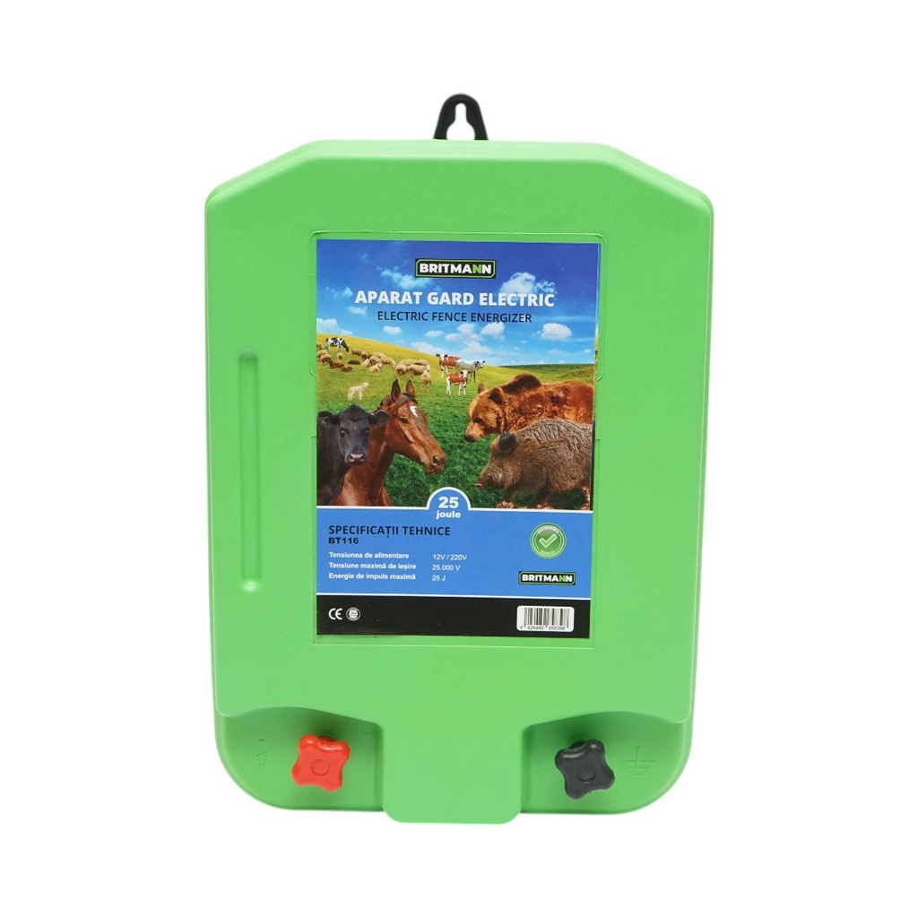 Aparat generator de impulsuri 25 Joule, 120km pentru gard electric 12-220V Britmann