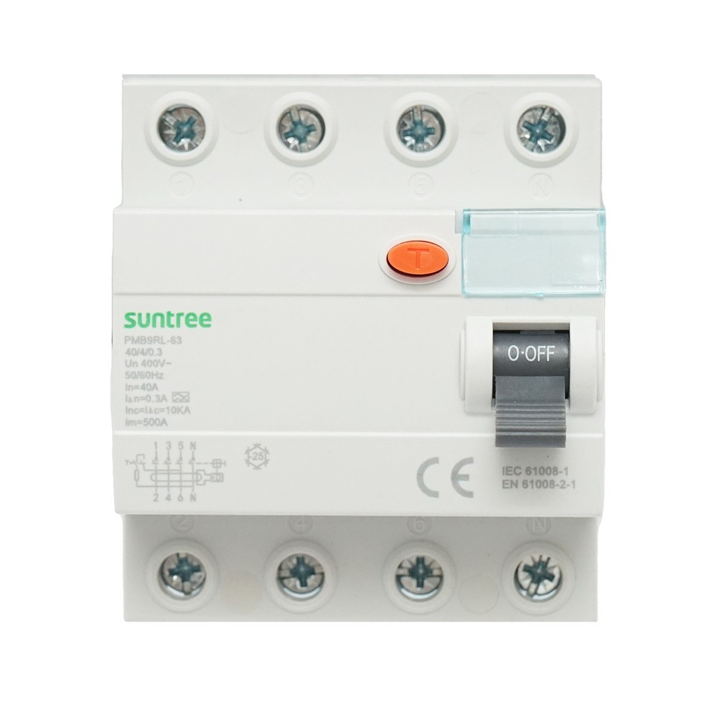 Intrerupator automat diferential 4P 40A 30mA 6kA, tip A Suntree