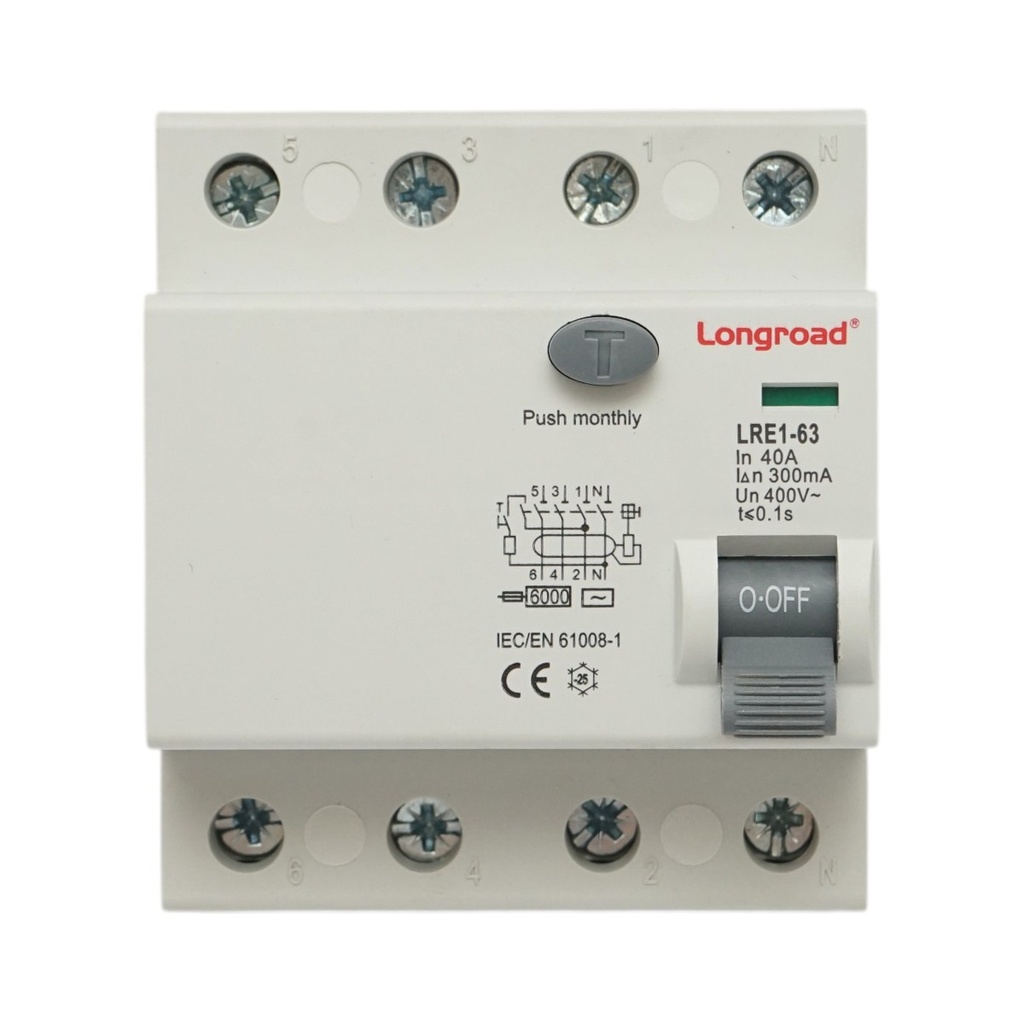 Intrerupator automat diferential RCCB 4P 40A, 400V, 300mA tip AC Longroad
