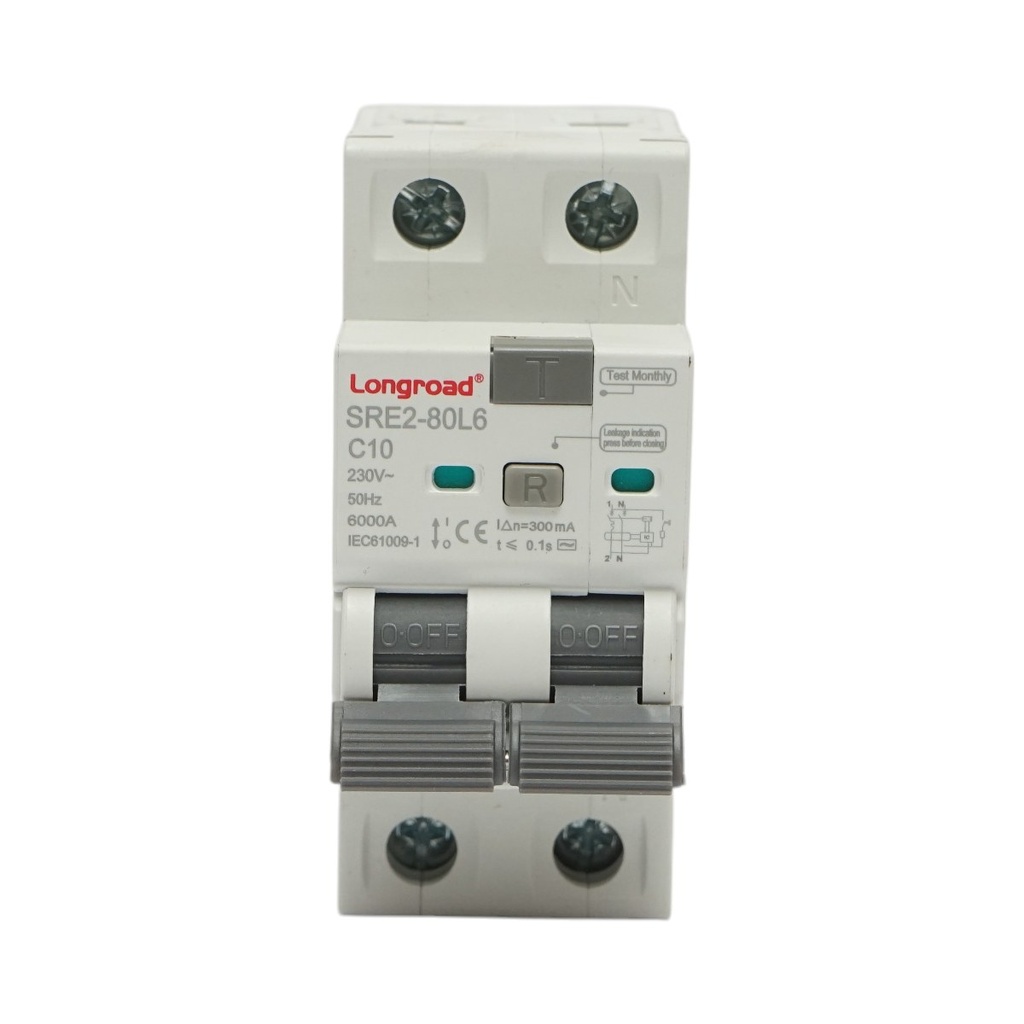 Siguranta diferentiala automata RCBO 1+N, 10A 230VAC, 300mA, 6kA Longroad