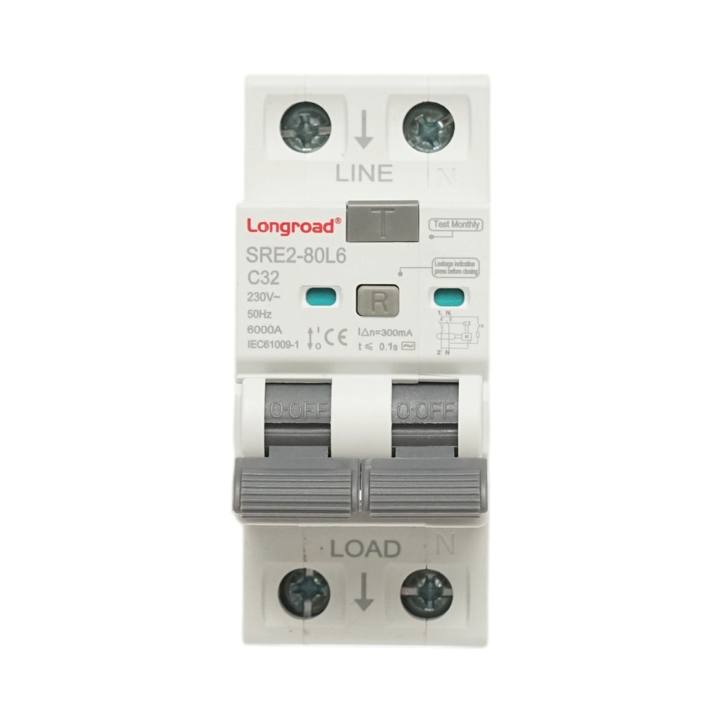 Siguranta diferentiala automata RCBO 1+N, 32A 230VAC, 300mA, 6kA Longroad