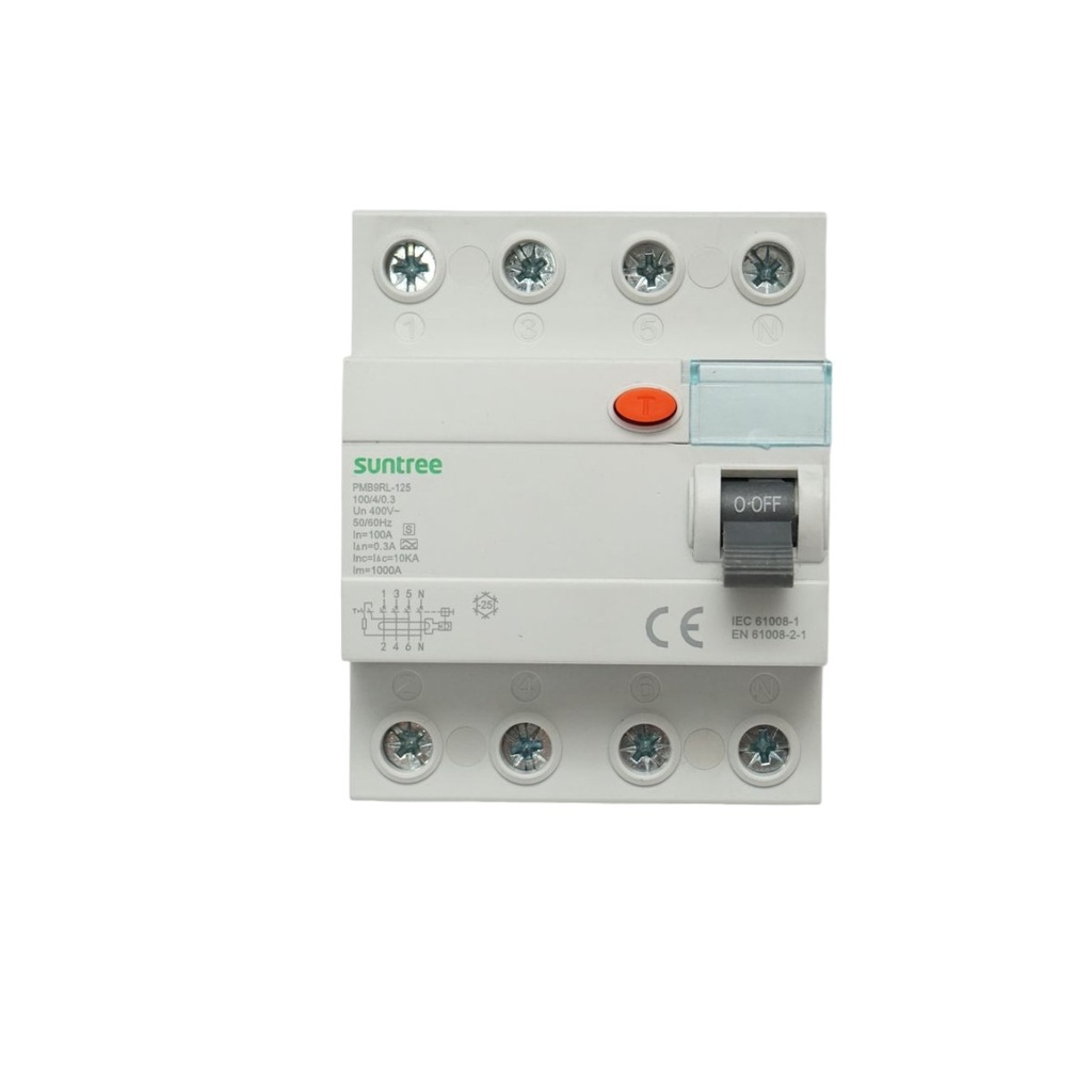 Intrerupator automata diferential 4P 100A 30mA 6kA, tip A Suntree