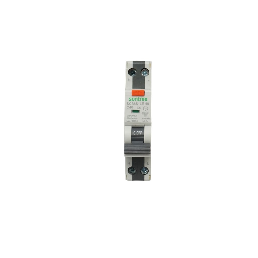 Intrerupator automata cu protectie diferentiala RCBO 1P+N 40A 30mA, AC Suntree