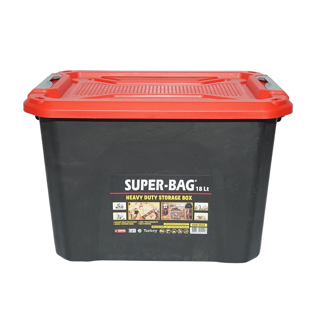 Cutie, lada depozitare heavy duty 18L cu capac, rosie 385x295x260mm