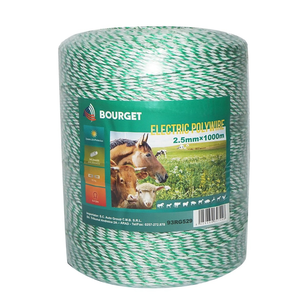 [AMAT6-118268] Rola fir verde fluorescent-alb fi 2.5mm 3x0.2mm SS, 1x0.25mm Cu, 1000m gard electric Bourget
