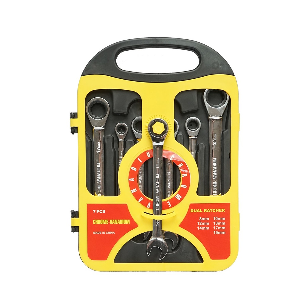 Trusa chei combinate fixe si inelare cu clichet 8-19mm 7 piese