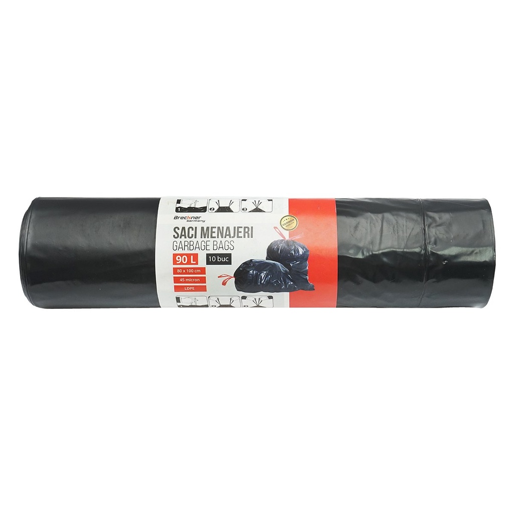 Set 10 saci gunoi menajer 90L, 80x100cm 45 microni LDPE