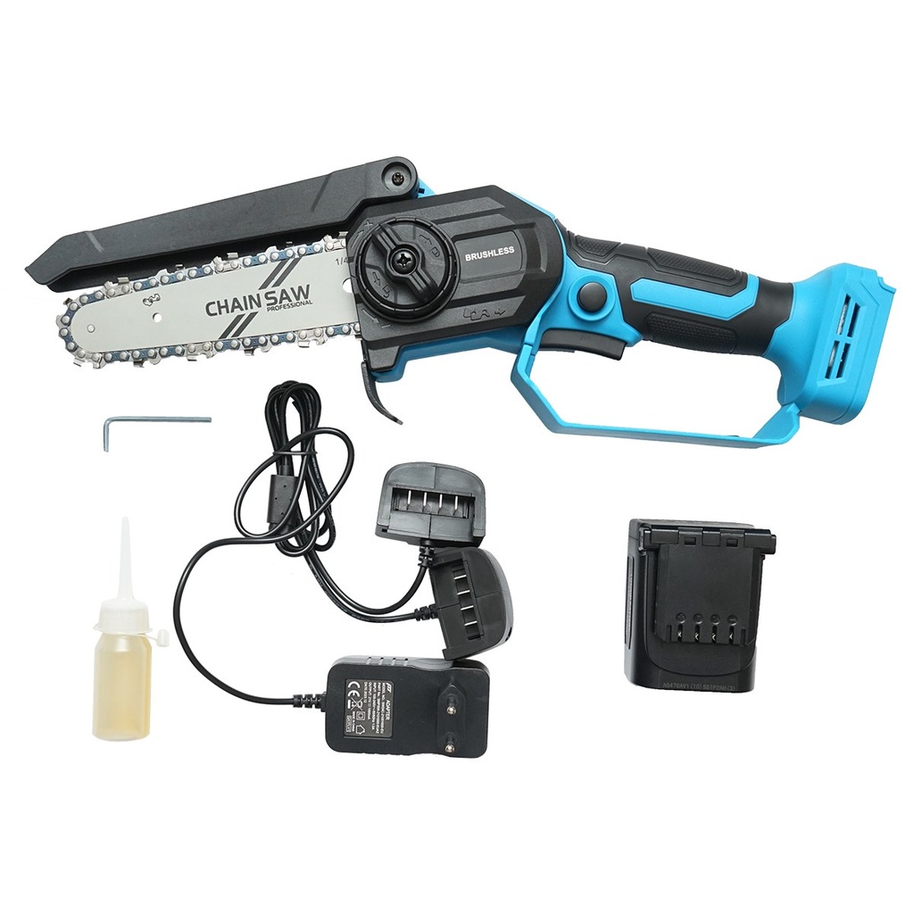 Mini fierastrau electric 500W cu acumulator 21V, 2Ah Li-ion, motor brushless, lama 6 inch (150mm)