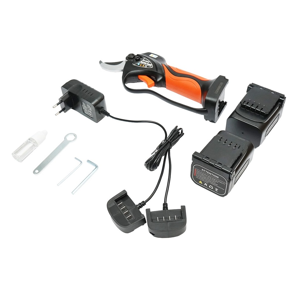 Foarfeca electrica de gradina cu 2 acumulatori 16.8V, 2Ah Li-ion, 900W, diametru taiere 0-32mm