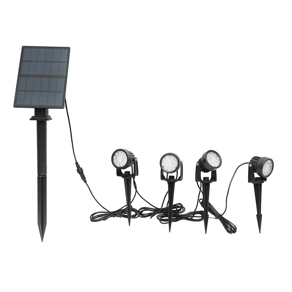 Set 4 lampi de gradina cu panou solar 2.5W/6V si baterie 3.7V/1.8Ah IP65