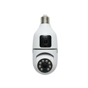 Camera de supraveghere smart 2MP tip bec E27, 2 obiective 1080P FHD, WIFI 2.4G cu senzor de miscare PTZ, night vision si aplicatie V380 Pro