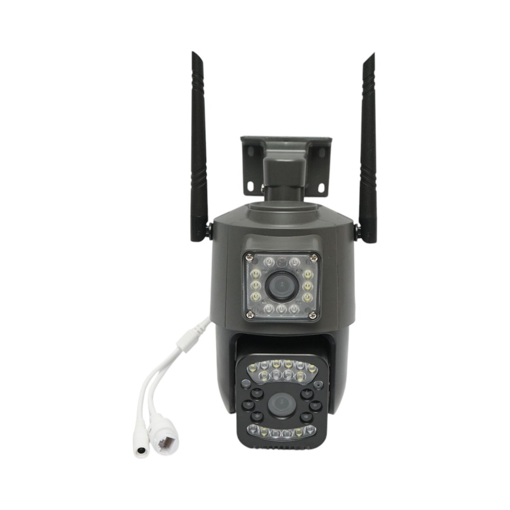 Camera de supraveghere lentila duala WIFI 2.4GHz, P2P 1080P, senzor miscare, detectie umana, night vision, PTZ rotativa 355 grade, aplicatie V380 Pro