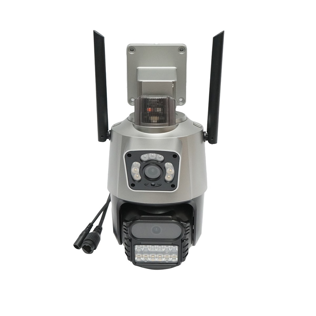 Camera de supraveghere lentila duala 6MP, P2P WIFI 2.4G 1080P, PTZ cu senzor de miscare, sirena, detectie umana si aplicatie iCSee