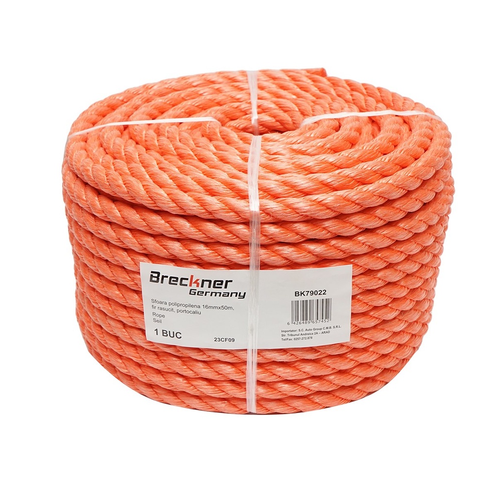 Sfoara PP fir rasucit portocalie 16mmx50m