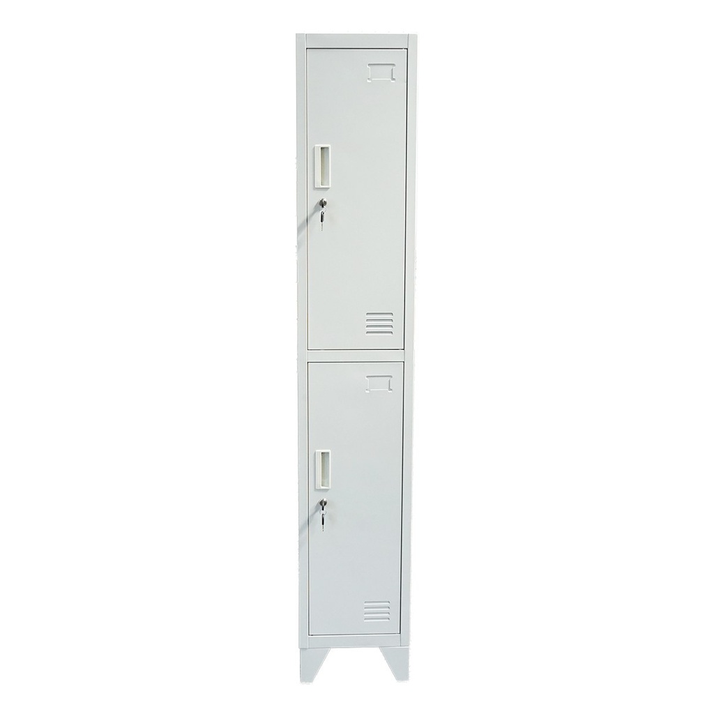 Dulap metalic fiset dublu tip vestiar gri cu 2 usi securizate 1850x380x450mm