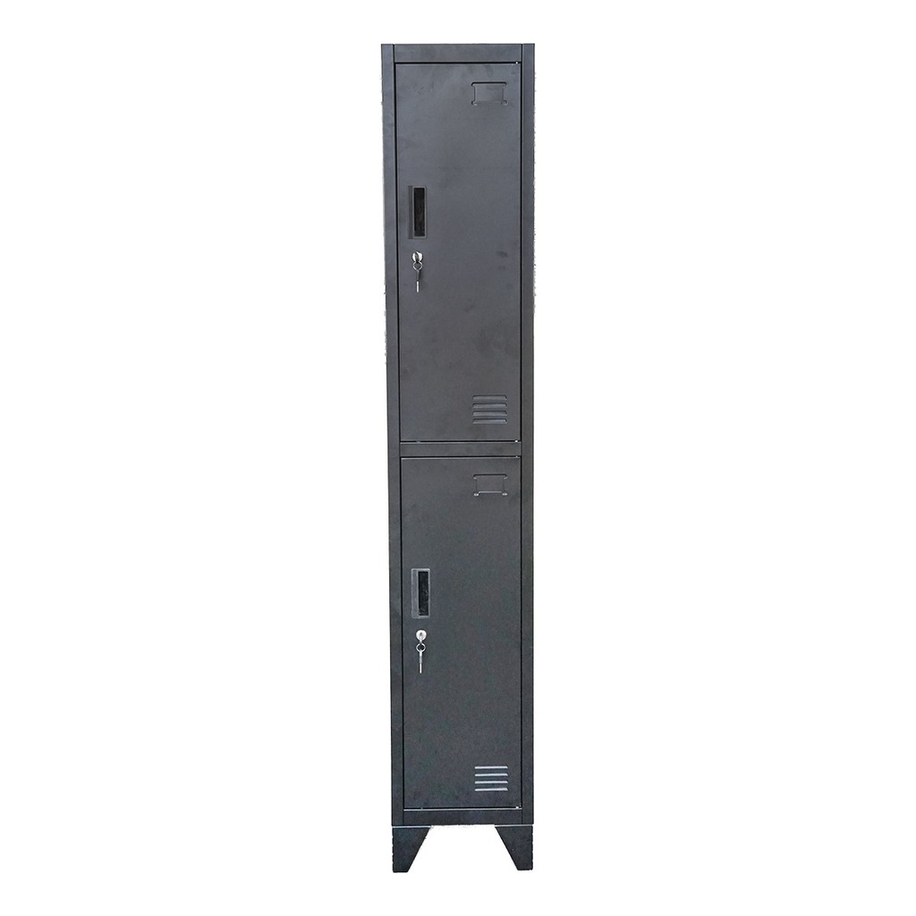 Dulap metalic fiset dublu tip vestiar negru cu 2 usi securizate 1850x380x450mm