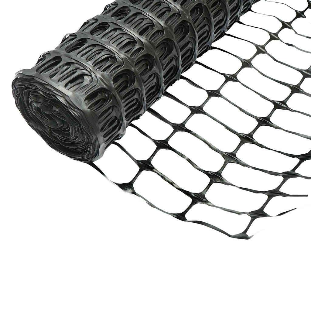 Plasa gard delimitare lucrari 1mx50m cu ochi 70x40mm, 110g/m negru