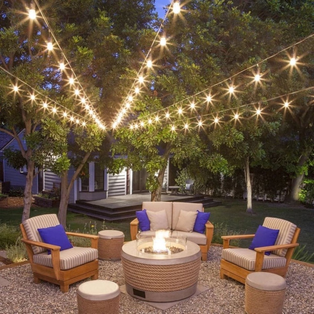 Sistem iluminat LED exterior 12 socluri E27, cablu 6m, 220V IP44