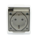 Priza simpla aplicata PT 16A, 250V contact de protectie si capac transparent IP44