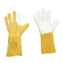 Manusi de sudura din piele cu captuseala, manseta protectie 15cm galben-alb marimea 10
