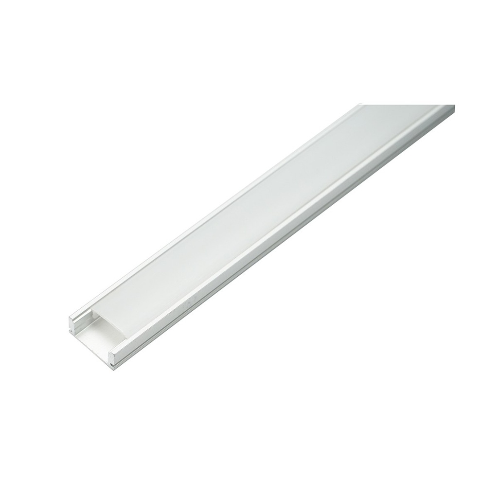 Profil aluminiu banda LED 17.4x7x2000mm, aplicat cu dispersor mat, banda maxim 12mm