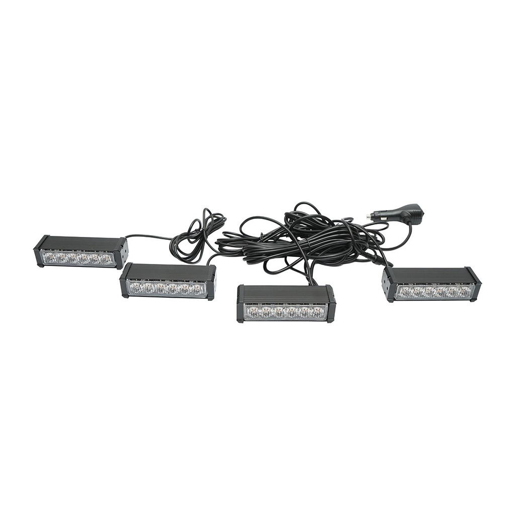 Set 4 stroboscoape cu 6 LED-uri, lumina galbena 12V