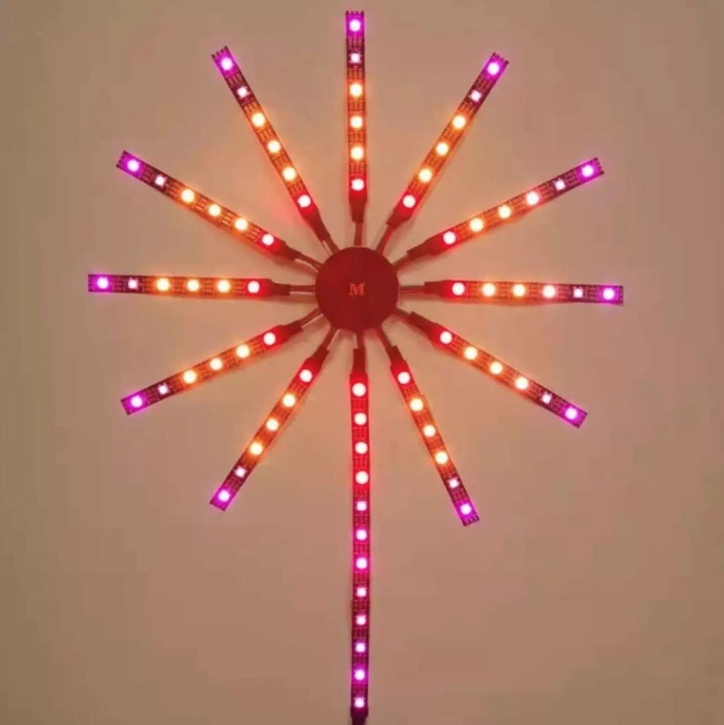 Banda LED model artificii 11x0.5+1x2m 5V, USB, bluetooth, control vocal, aplicatie RGB+IC