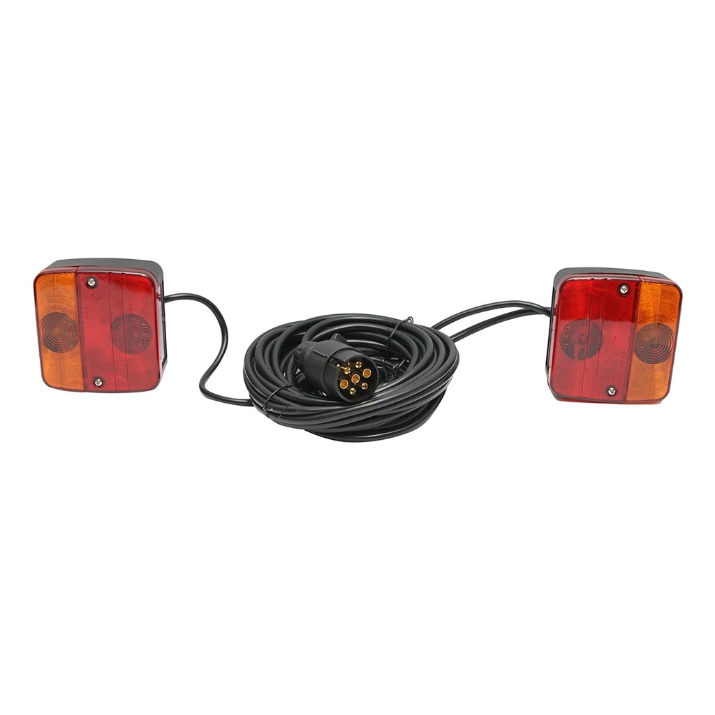 Set lampi magnetice 12V pentru remorca, fisa 7 pini, cablu intre stopuri de 2.5m, cablu fisa 7.5m