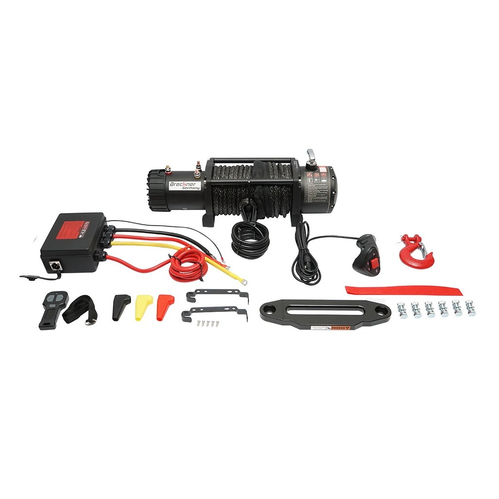 Troliu electric cu telecomanda 12V, 6.5cp, 6.1T (13500lbs) cablu sintetic 9x24m solenoid 400A