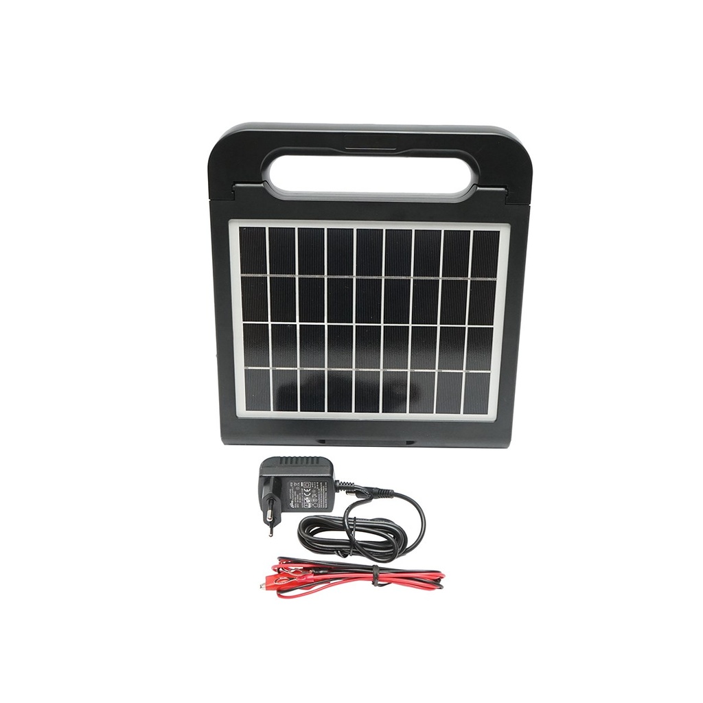 Aparat generator de impulsuri 2 Joule 10km, 220V cu panou solar 5W 9V si baterie 6V 7Ah